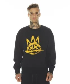 Cult Of Individuality (black Crewneck Fleece Sweater)