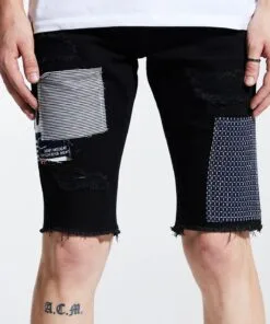 Crysp Denim (black Patchwork Short)