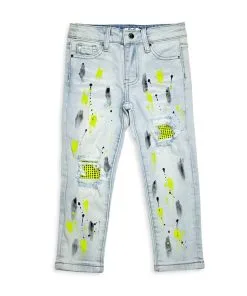Dna Premium (kids Blue Cut Lime/black Crystal Drip Jean)