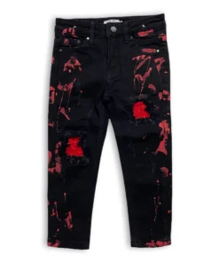 Dna Premium (kids Black/red Cut Crystal Drip Jean)