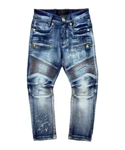 Elite Denim (kids Blue /yellow Biker Jean)