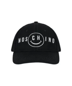 Moschino (black Smiley Embroidery Canvas Hat)