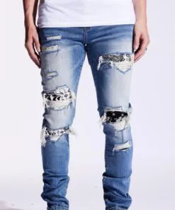 Crysp Denim (blue Paisley Leo Denim Jean -111)