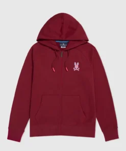 Psycho Bunny (mens Wine Bennett Full Zip Hoodie)