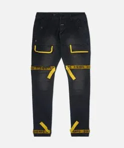 Eight & Nine (black/yellow Strapped Slim Utility Wash Jean)