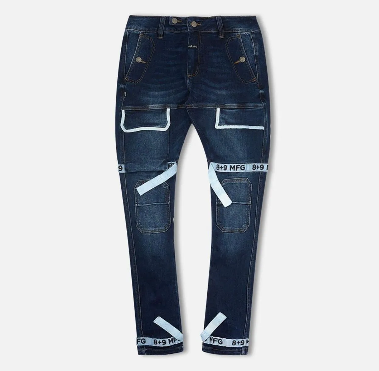 Eight & Nine (blue/sky Blue Strapped Slim Utility Wash Jean)