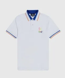 Psycho Bunny (white Mens Leo Outline Bunny Polo)