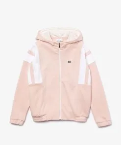Lacoste (kids Pink Vintage Style Hooded Zip Hoodie )