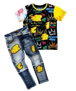 Elite Denim (kids Black/yellow “rich Set)
