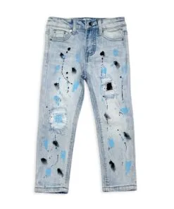 Dna Premium (kids Blue Cut Sky Blue/black Crystal Drip Jean)