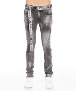 Cult Of Individuality (grey/white Super Skinny Belt Jean)