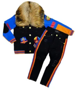 Elite Denim (kids Blue/orange Furry Denim Set)