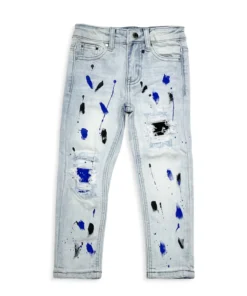 Dna Premium (kids Blue Cut Royal Blue/black Crystal Drip Jean)