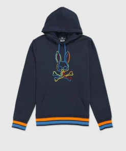 Psycho Bunny (men’s Navy Barbon Neon Glow Hoodie)