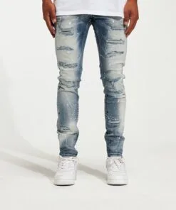Crysp Denim (blue Atlantic Distressed Paint Jean -110)
