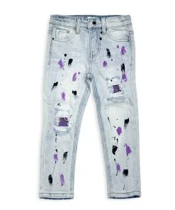 Dna Premium (kids Blue Cut Purple/black Crystal Drip Jean)